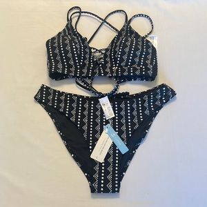 Black and White Geometric Bikini Set